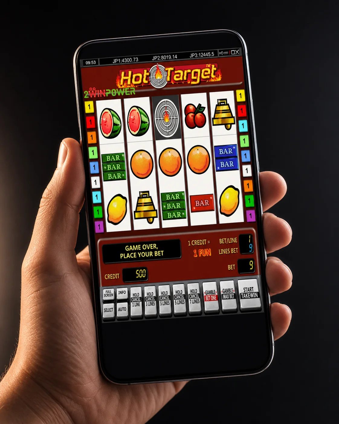 Übersicht mehrerer Casino-Apps mit Always Hot im Spielekatalog auf einem Smartphone-Bildschirm